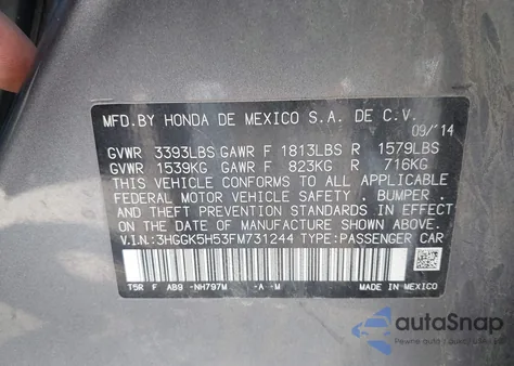 2015 Honda Fit Lx z USA, uszkodzony, nr VIN 3HGGK5H53FM731244